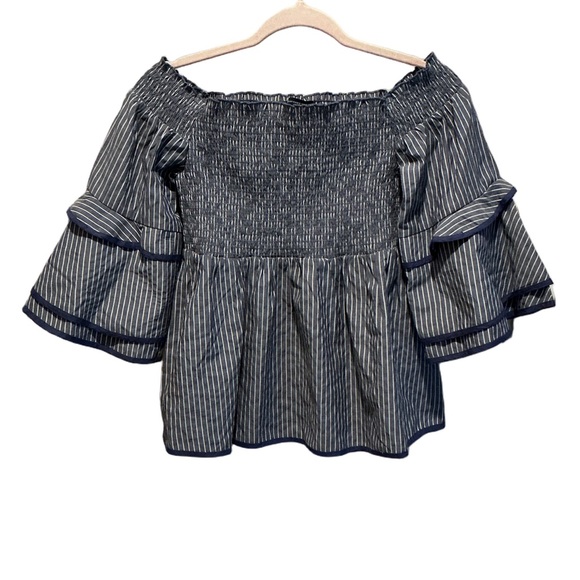 American Eagle Outfitters Tops - American Eagle Outfitters off-the-shoulder striped blouse. Size S.